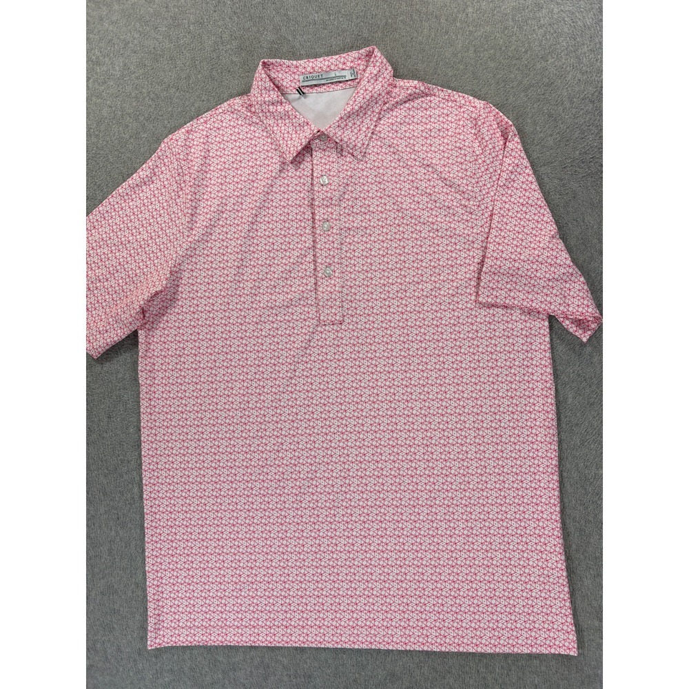 Criquet Geometric Design Short Sleeve Performance Polo Shirt (Men's Large) Red